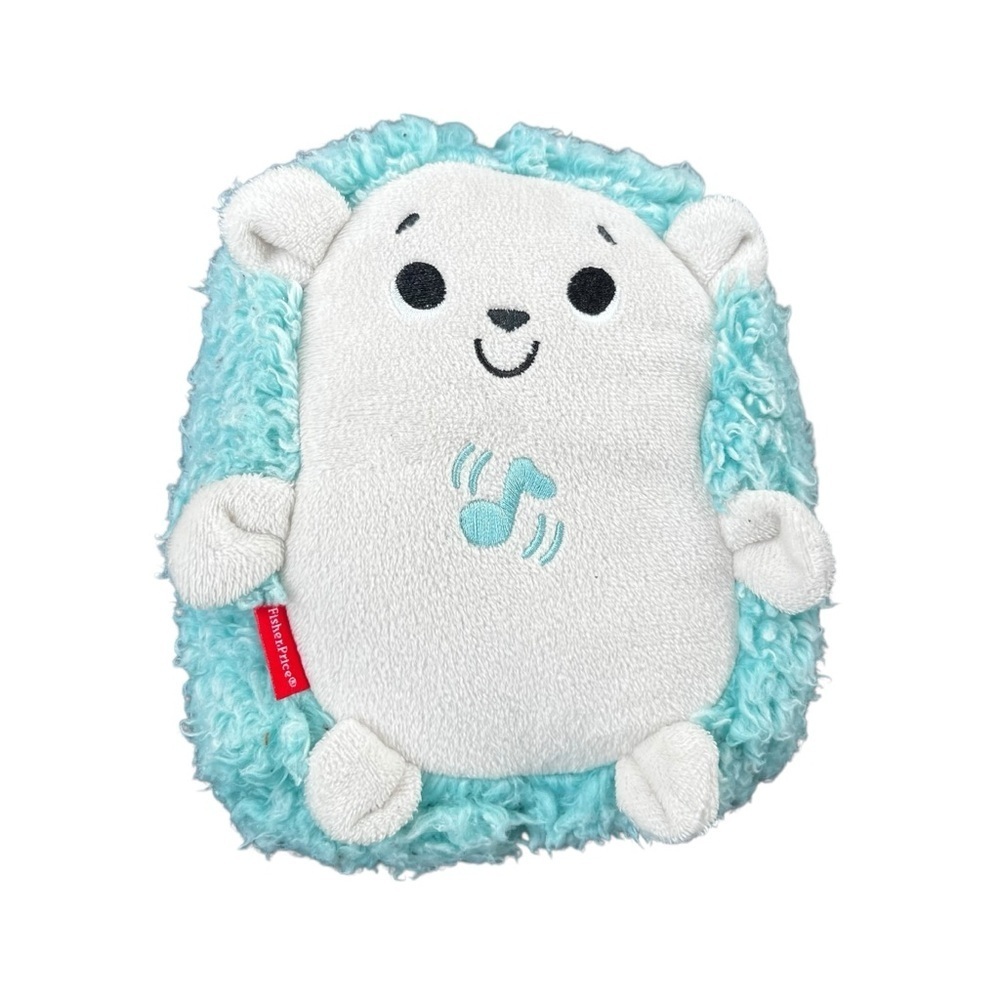 Fisher Price Calming Vibes Hedgehog Soother 7” Plush Vibrating Music blue white